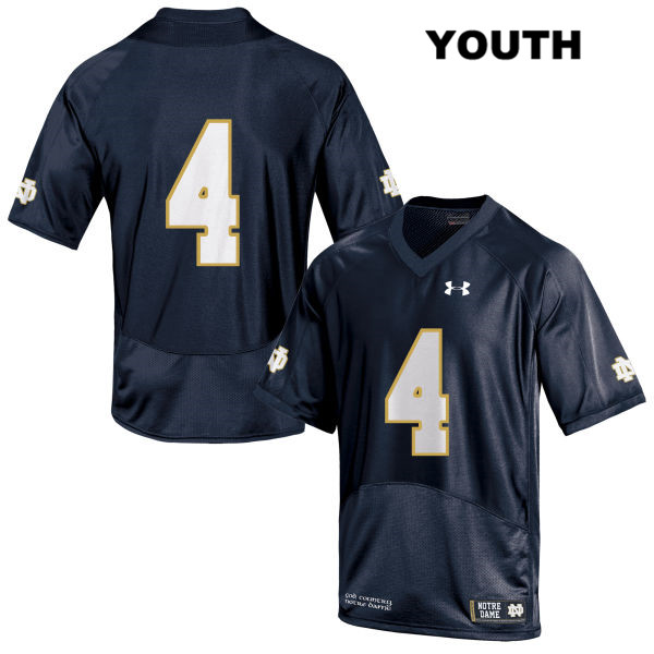 Youth NCAA Notre Dame Fighting Irish #4 Kevin Austin Jr. Stitched College Under Armour Authentic Navy No Name Football Jersey XC10H11VP